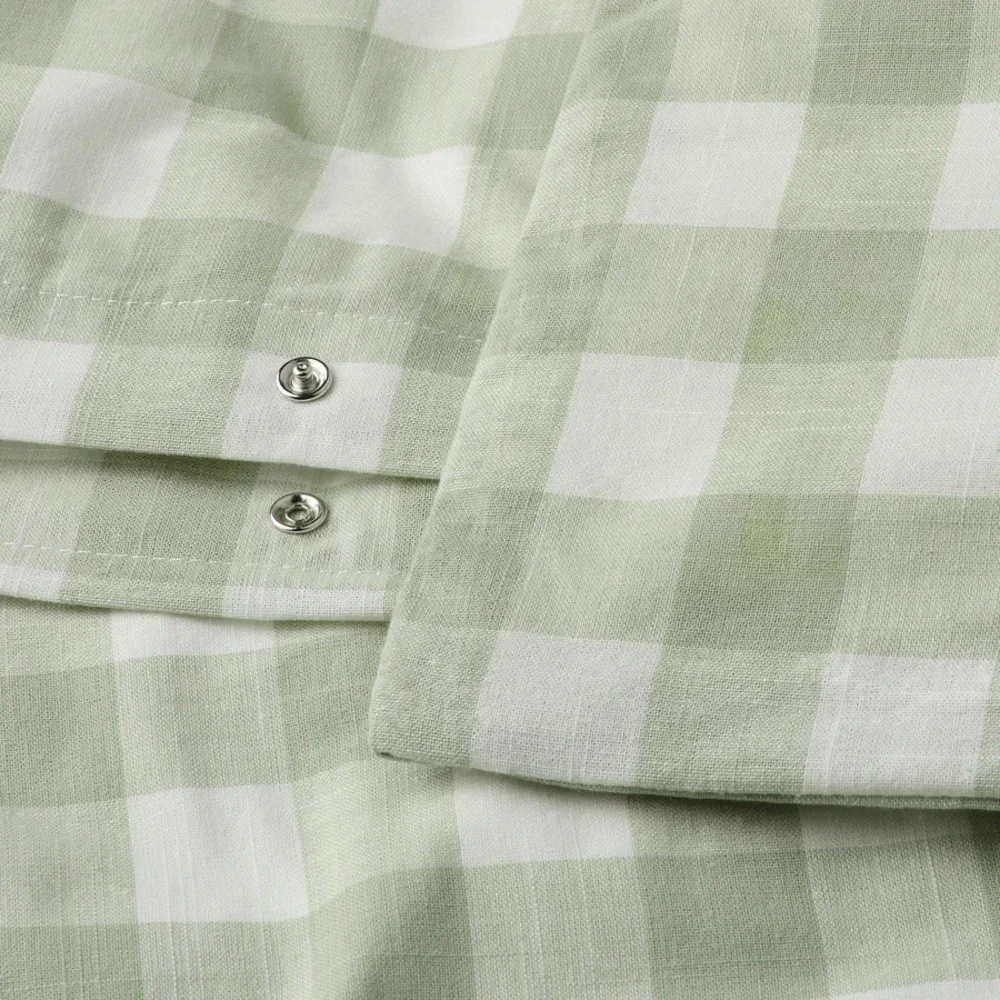 100% Cotton Green Checkered Duvet Set